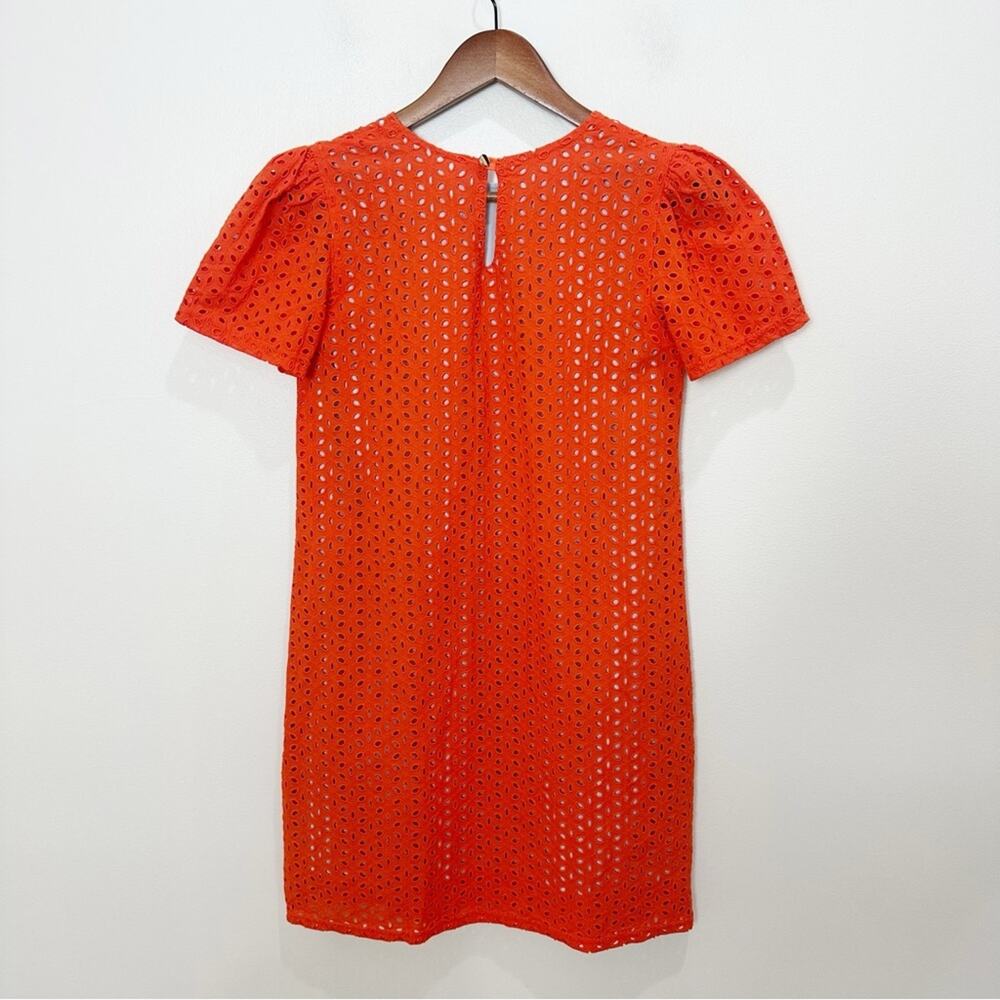 Never A Wallflower Eyelet Puff Sleeve Mini Dress Women’s Size XS Fire Orange - Picture 7 of 10
